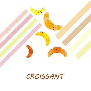 Harfli taze kruvasanlar, vektör arkaplan