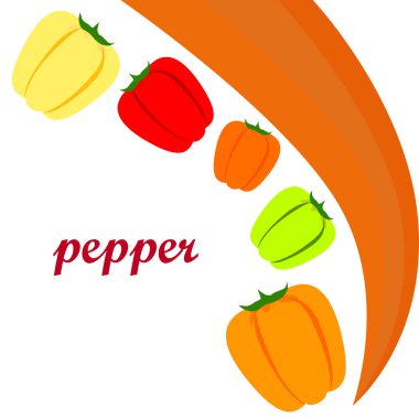 Biber. Taze sebzeler. Organik gıda posteri. Çiftçi pazarı tasarımı. Vektör arkaplanı