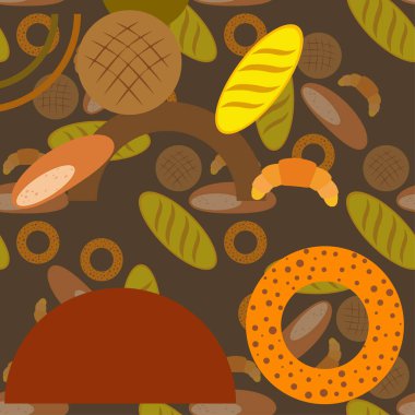 çeşitli fırın ürünleri, vektör illüstrasyonu.