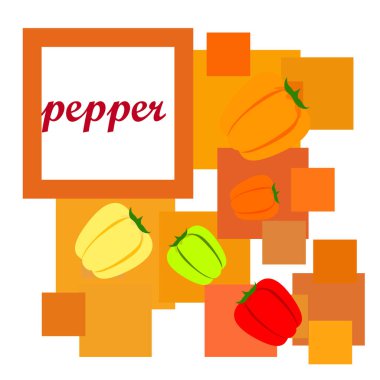 Biber. Taze sebzeler. Organik gıda posteri. Çiftçi pazarı tasarımı. Vektör arkaplanı