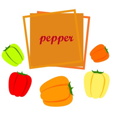 Biber. Taze sebzeler. Organik gıda posteri. Çiftçi pazarı tasarımı. Vektör arkaplanı