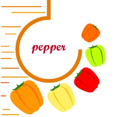 Biber. Taze sebzeler. Organik gıda posteri. Çiftçi pazarı tasarımı. Vektör arkaplanı