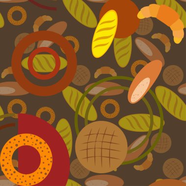 çeşitli fırın ürünleri, vektör illüstrasyonu.