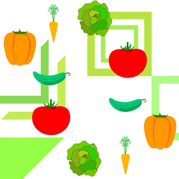 Orgánica Verduras Vector Ilustración Fondo — Vector de stock
