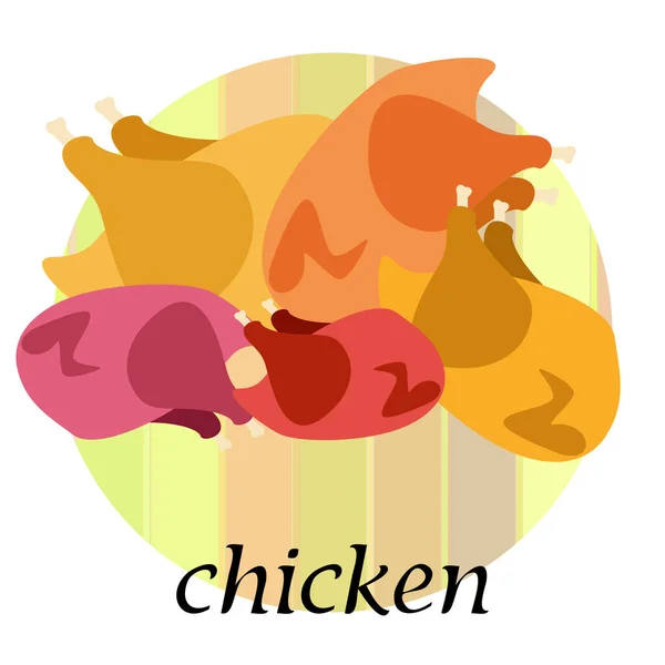 Tavuklar Karikatür Vektör Çizimi Yemek Arkaplanı — Stok Vektör
