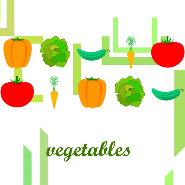 Orgánica Verduras Vector Ilustración Fondo — Vector de stock