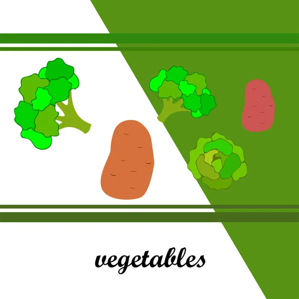 Pommes Terre Chou Brocoli Légumes Frais Affiche Alimentaire Biologique Aménagement — Image vectorielle