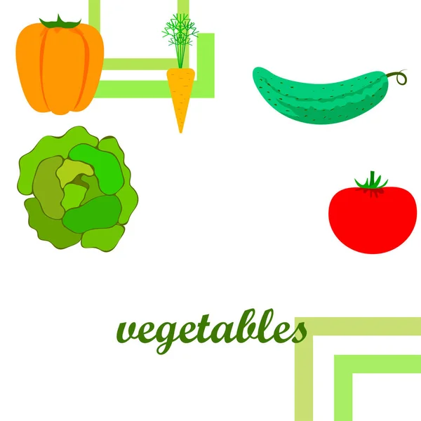 Органічні Овочі Векторні Ілюстрації Фон — стоковий вектор
