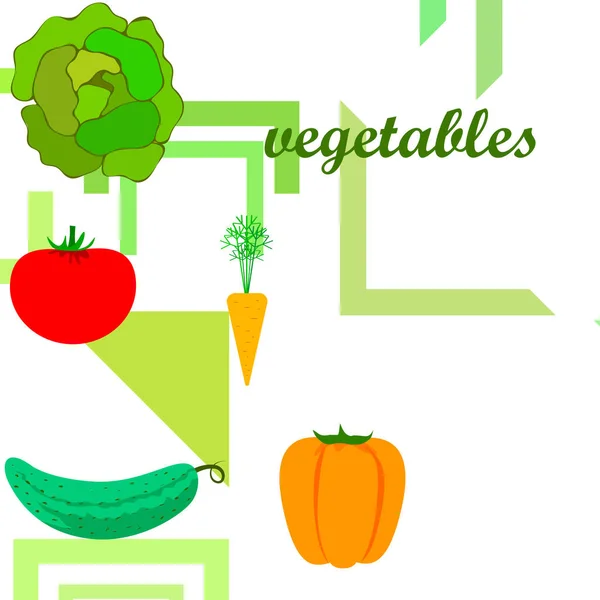 有機野菜ベクトルイラスト背景 — ストックベクタ