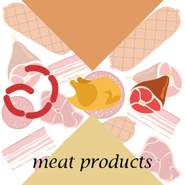 Tło Wektora Produktów Mięsnych Tapeta Cyfrowa — Wektor stockowy