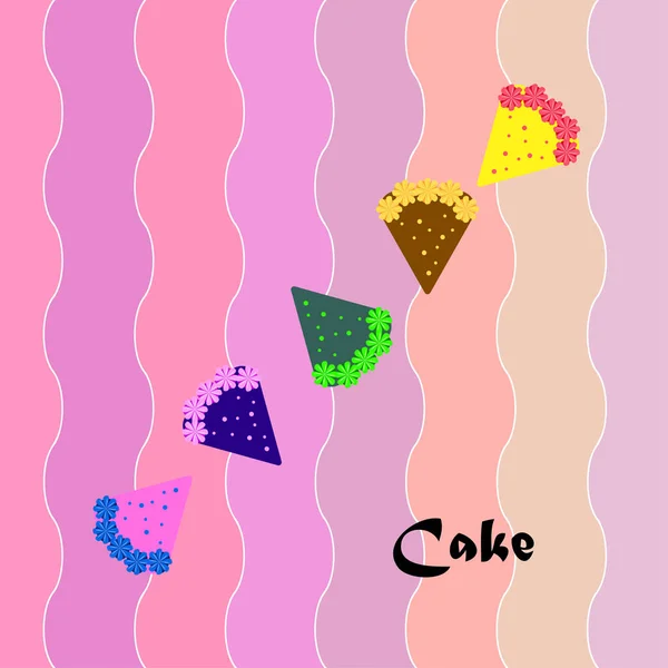 Cake Slices Vector Illustration Background — Stock Vector
