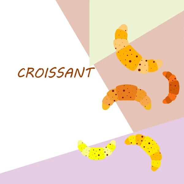 Croissants Frais Avec Lettrage Fond Vectoriel — Image vectorielle