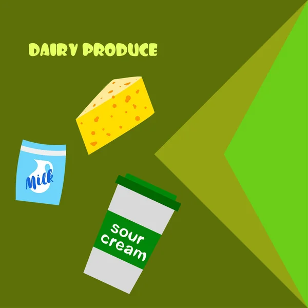 Ilustración Vectorial Con Productos Lácteos Productos Lácteos — Vector de stock
