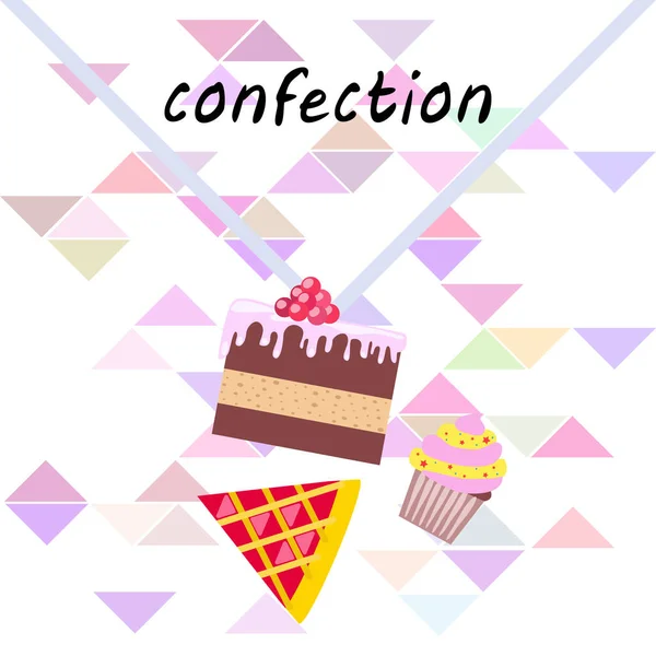 Ilustración Confección Varios Postres Vector Fondo — Vector de stock