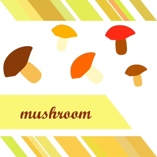 Fresh Mushrooms Mushroom Lettering Organic Food Poster Farmer Market Design — Stock Vector