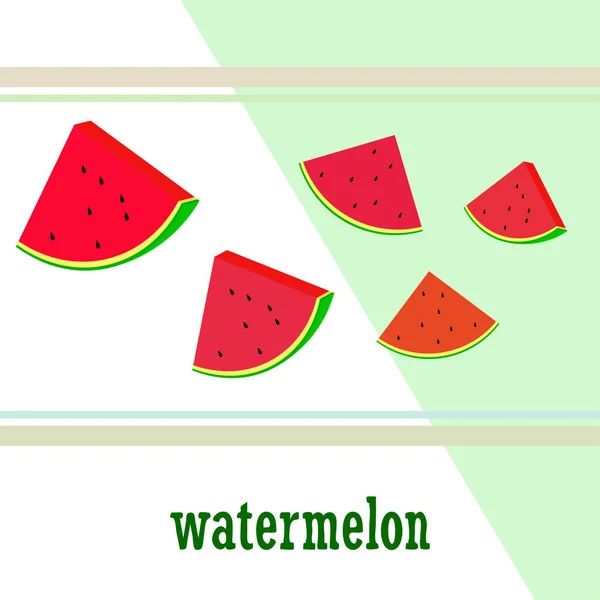 Watermelon Banner Juicy Ripe Watermelon Slices Summer Time — Stock Vector