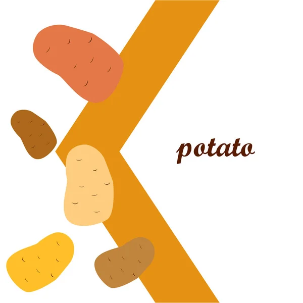 Ziemniaki Świeże Warzywa Plakat Jedzeniem Ekologicznym Projekt Rynku Rolnego Tło — Wektor stockowy