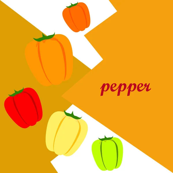 Pepper Fresh Vegetables Organic Food Poster Farmer Market Design Vector — Stock Vector