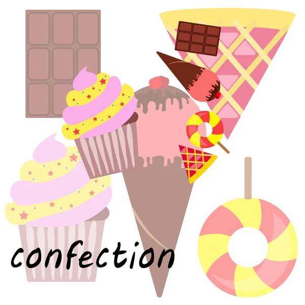 Vector Illustratie Diverse Desserts Achtergrond — Stockvector