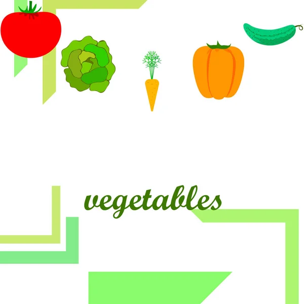 Orgánica Verduras Vector Ilustración Fondo — Vector de stock