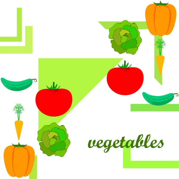 Vegetais Orgânicos Vetor Ilustração Fundo — Vetor de Stock