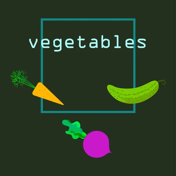 Vegetales Frescos Vector Ilustración Fondo — Archivo Imágenes Vectoriales