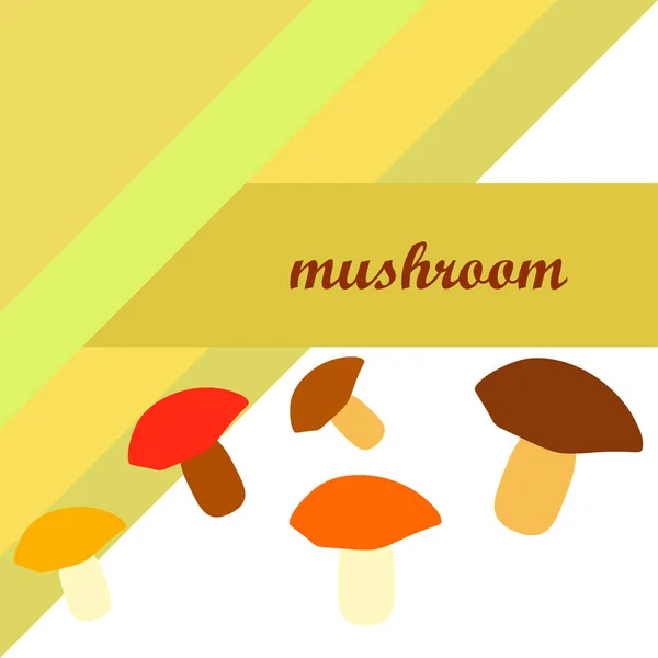 Fresh Mushrooms Mushroom Lettering Organic Food Poster Farmer Market Design — Stock Vector