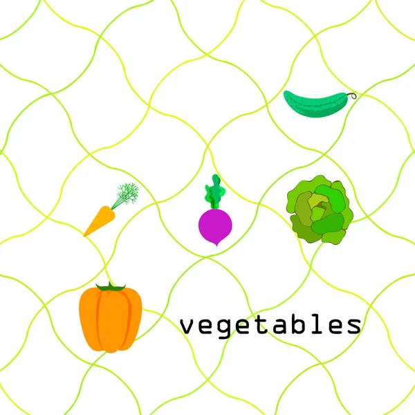 Органические Овощи Векторные Иллюстрации Фон — стоковый вектор