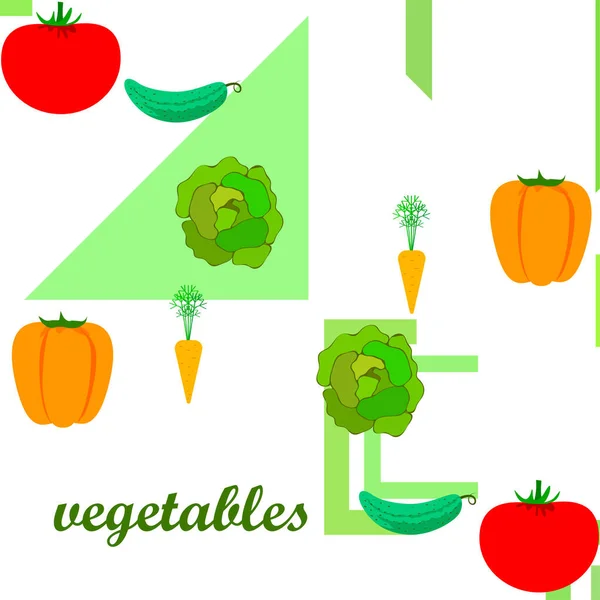 Orgánica Verduras Vector Ilustración Fondo — Vector de stock