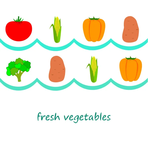 Organikus Étel Poszter Zöldségvektor Háttér — Stock Vector