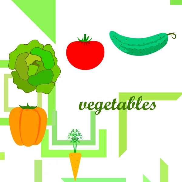 Orgánica Verduras Vector Ilustración Fondo — Vector de stock