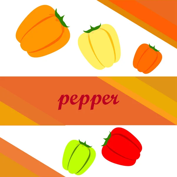 Пеппер Свежие Овощи Плакат Органической Едой Дизайн Фермерского Рынка Векторный — стоковый вектор
