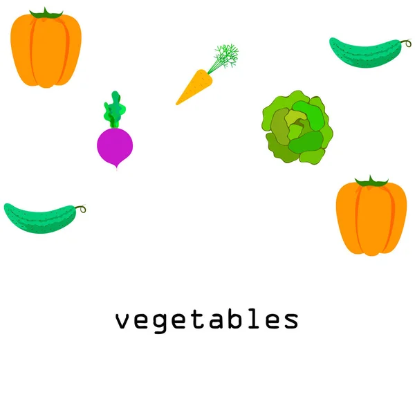 Orgánica Verduras Vector Ilustración Fondo — Archivo Imágenes Vectoriales