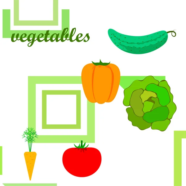 Orgánica Verduras Vector Ilustración Fondo — Vector de stock