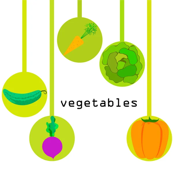 Organic Vegetables Vector Illustration Background — Stock Vector