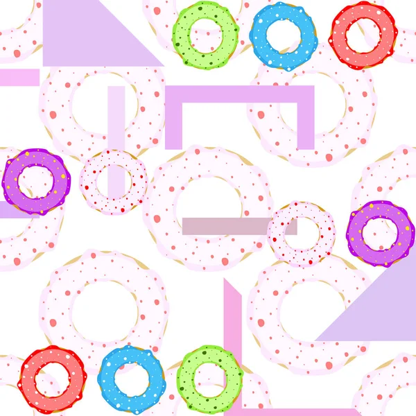 Doughnuts Avec Glaçure Colorée Fond Vectoriel — Image vectorielle