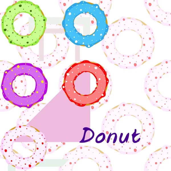 Doughnuts Avec Glaçure Colorée Fond Vectoriel — Image vectorielle