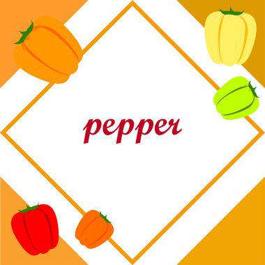 Biber. Taze sebzeler. Organik gıda posteri. Çiftçi pazarı tasarımı. Vektör arkaplanı