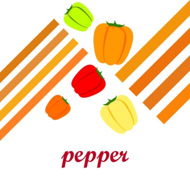 Biber. Taze sebzeler. Organik gıda posteri. Çiftçi pazarı tasarımı. Vektör arkaplanı