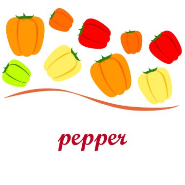 Biber. Taze sebzeler. Organik gıda posteri. Çiftçi pazarı tasarımı. Vektör arkaplanı