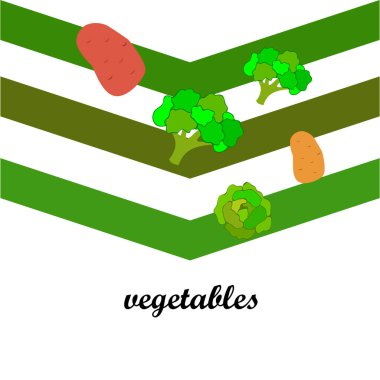 Patates, lahana, brokoli. Taze sebzeler. Organik gıda posteri. Çiftçi pazarı tasarımı. Vektör arkaplanı