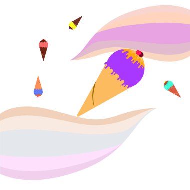 Vektör illüstrasyonu, dondurma külahları arkaplanı.