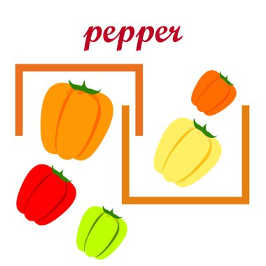 Biber. Taze sebzeler. Organik gıda posteri. Çiftçi pazarı tasarımı. Vektör arkaplanı