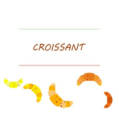 Harfli taze kruvasanlar, vektör arkaplan