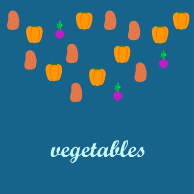 Organik sebze posteri, vektör illüstrasyonu