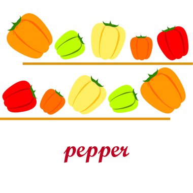 Biber. Taze sebzeler. Organik gıda posteri. Çiftçi pazarı tasarımı. Vektör arkaplanı