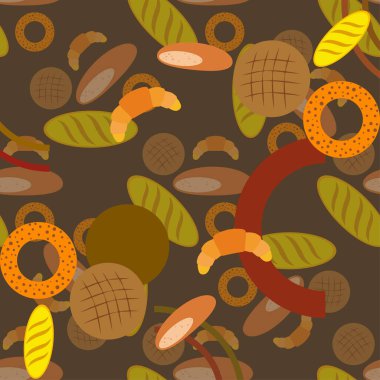 çeşitli fırın ürünleri, vektör illüstrasyonu.