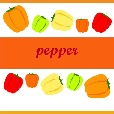 Biber. Taze sebzeler. Organik gıda posteri. Çiftçi pazarı tasarımı. Vektör arkaplanı