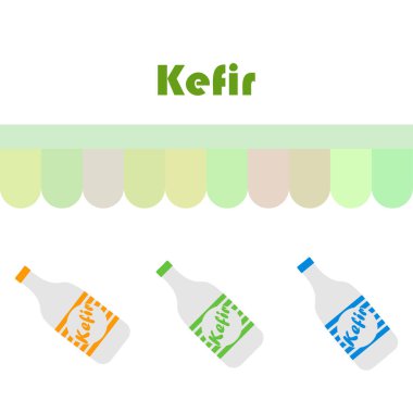 Vektör illüstrasyon, kefir şişeleri arka plan.