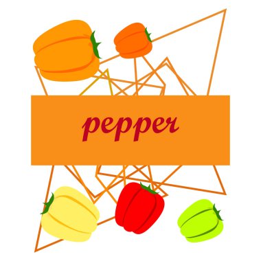 Biber. Taze sebzeler. Organik gıda posteri. Çiftçi pazarı tasarımı. Vektör arkaplanı